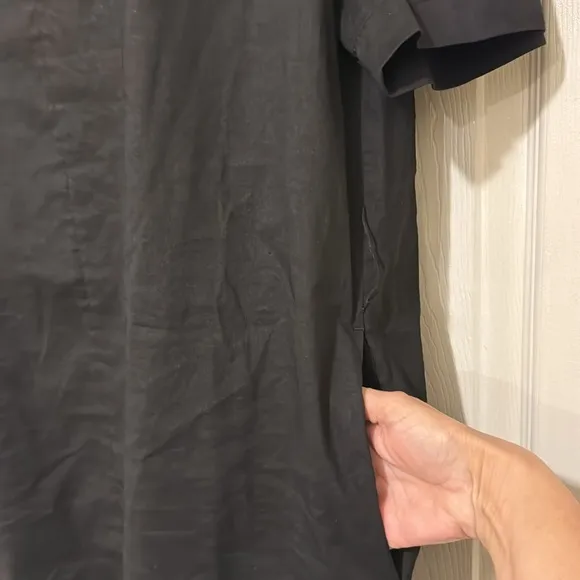 Theory Organic Crunch Linen Belted Shift Dress Size 8 Missing Belt