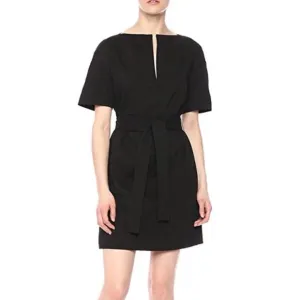 Theory Organic Crunch Linen Belted Shift Dress Size 8 Missing Belt