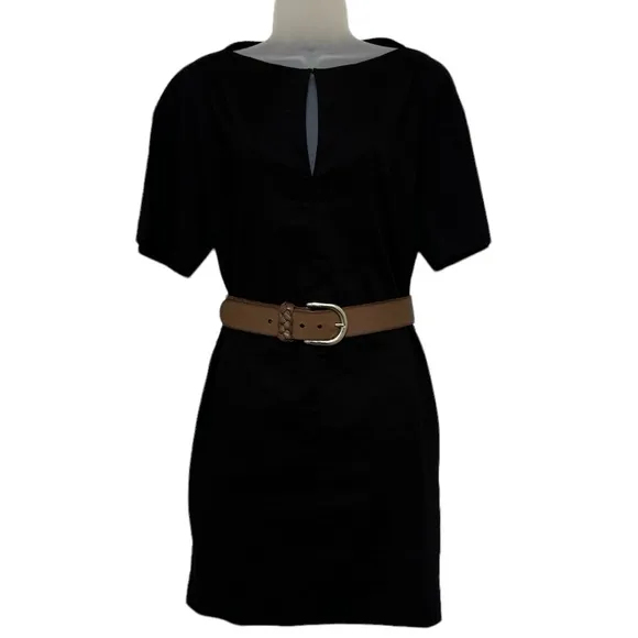 Theory Organic Crunch Linen Belted Shift Dress Size 8 Missing Belt