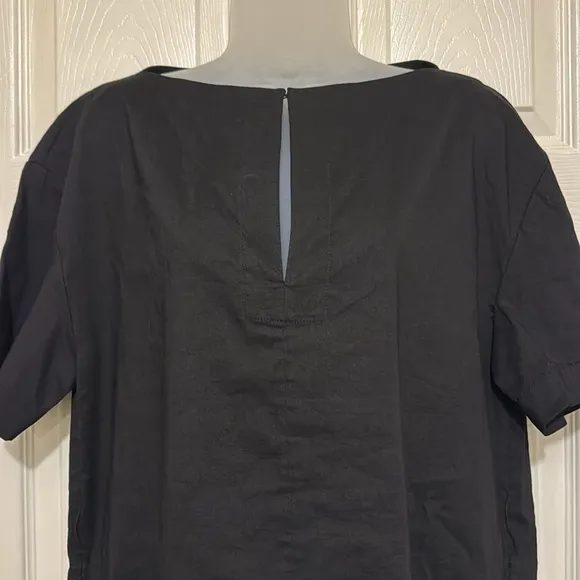Theory Organic Crunch Linen Belted Shift Dress Size 8 Missing Belt