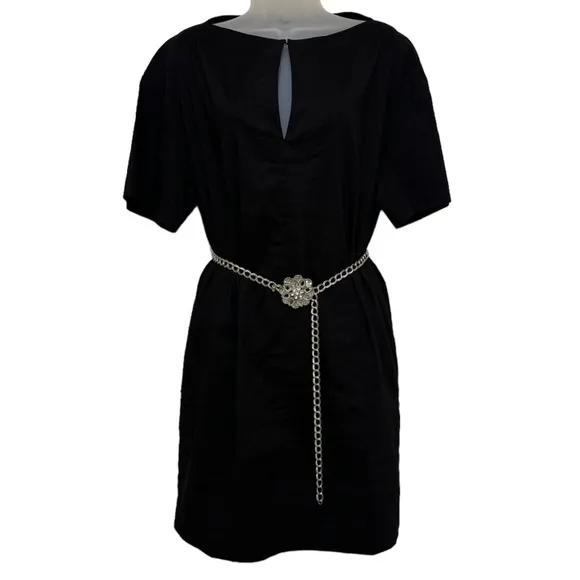 Theory Organic Crunch Linen Belted Shift Dress Size 8 Missing Belt