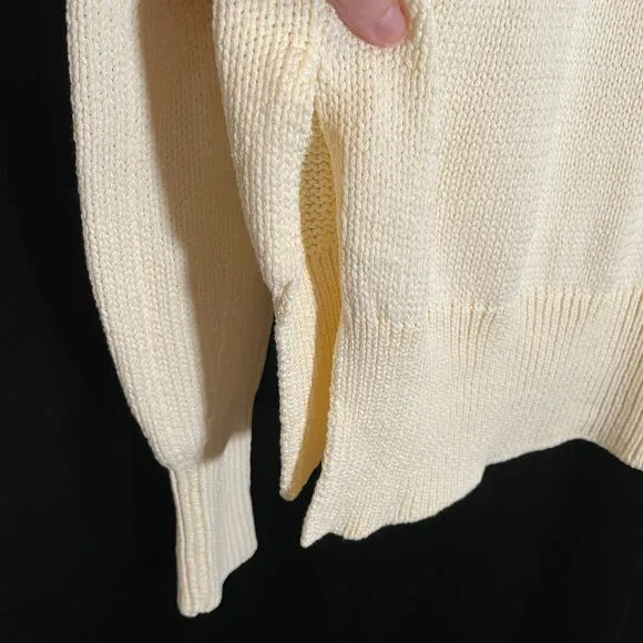 Theory Oversize Chunky Ecru Sweater Pullover with Slits Ivory Drop Shoulder M
