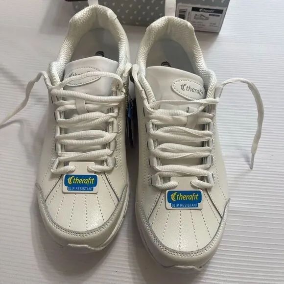Therafit Kathy Slip Resistant Orthopedic Leather Athletic Sneakers Shoes Size 9W