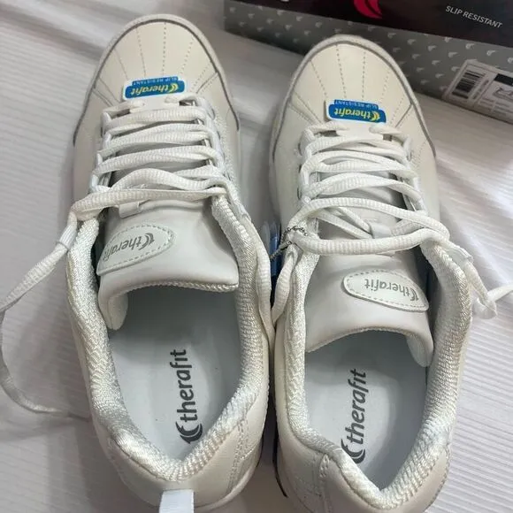 Therafit Kathy Slip Resistant Orthopedic Leather Athletic Sneakers Shoes Size 9W