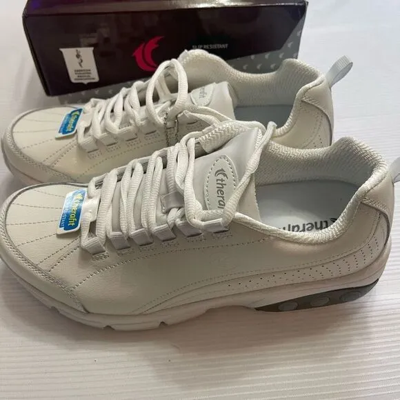 Therafit Kathy Slip Resistant Orthopedic Leather Athletic Sneakers Shoes Size 9W