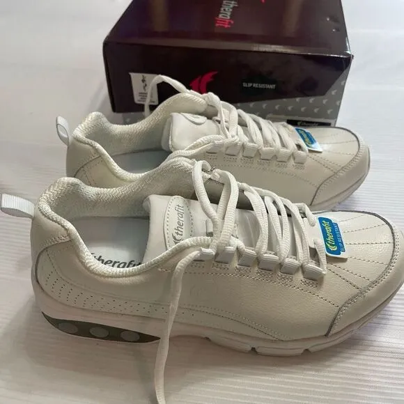 Therafit Kathy Slip Resistant Orthopedic Leather Athletic Sneakers Shoes Size 9W