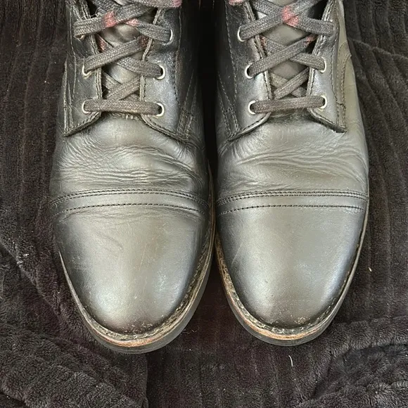 Thursday Everyday “Major” Black Leather Men's Boots Size 14 Preowned Cap Toe