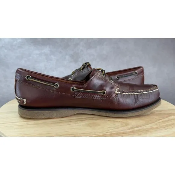 Timberland CLASSIC 2-Eye Boat Shoes Mens Size 9 Brown Leather 25077