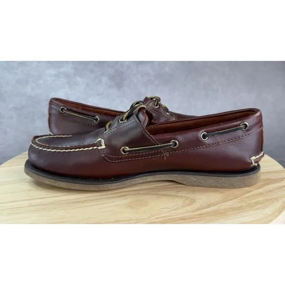 Timberland CLASSIC 2-Eye Boat Shoes Mens Size 9 Brown Leather 25077