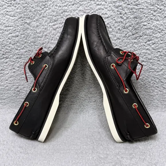 Timberland Classic 2-Eye Mens Size 11 Boat Shoes Black Leather Lace Up 1005R