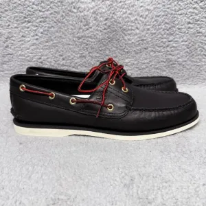 Timberland Classic 2-Eye Mens Size 11 Boat Shoes Black Leather Lace Up 1005R