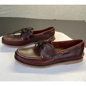 Timberland Men's 2 Eye Classic Leather Boat Shoes Brown Root Beer Sz. 10.5 25077