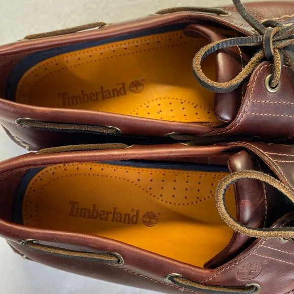 Timberland Men's 2 Eye Classic Leather Boat Shoes Brown Root Beer Sz. 10.5 25077
