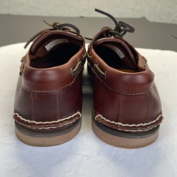 Timberland Men's 2 Eye Classic Leather Boat Shoes Brown Root Beer Sz. 10.5 25077