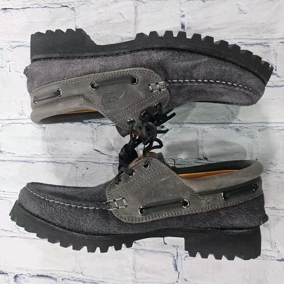 Timberland MENS 8.5 Authentic 3 Eye Classic Boat Handsewn Grey Full Grain A29Y5