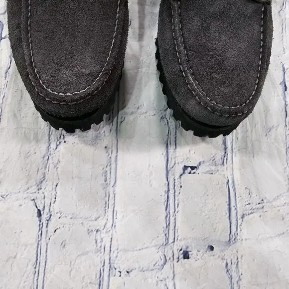 Timberland MENS 8.5 Authentic 3 Eye Classic Boat Handsewn Grey Full Grain A29Y5