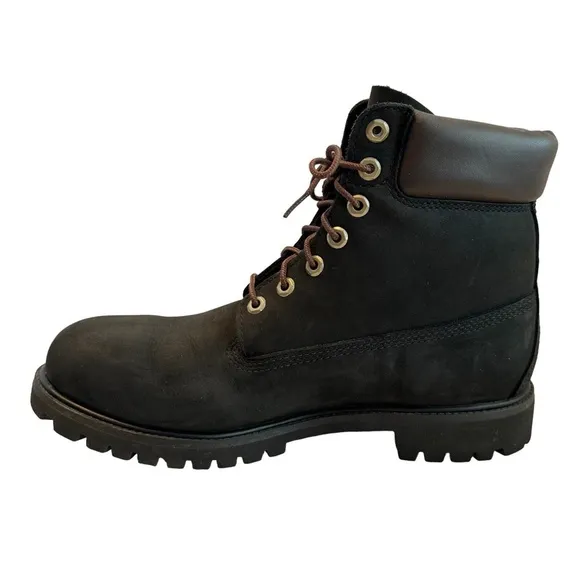 Timberland Men's Classic 6&quot; Premium Classic Boots Black Nubuck Leather Sz 11.5