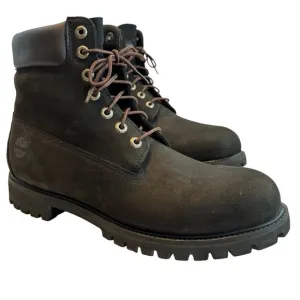 Timberland Men's Classic 6&quot; Premium Classic Boots Black Nubuck Leather Sz 11.5