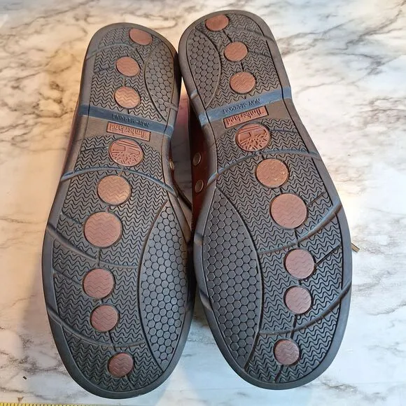 Timberland Mens Size 9.5M 71026 2-Eye Boat Shoe Dark Brown Leather Tie Slip On