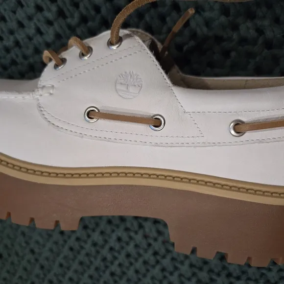Timberland Men's White and Tan Boat Shoes