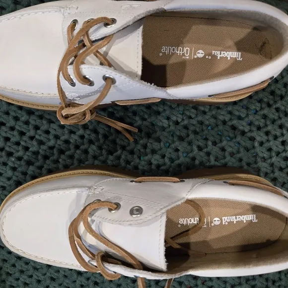 Timberland Men's White and Tan Boat Shoes