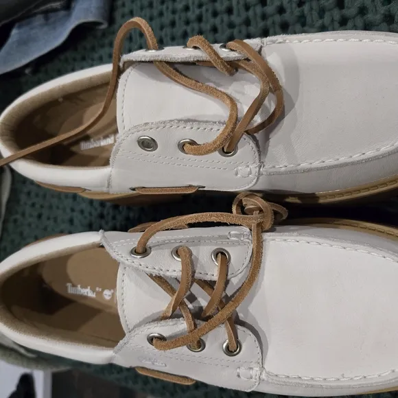 Timberland Men's White and Tan Boat Shoes