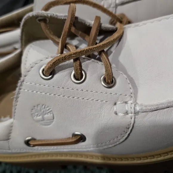 Timberland Men's White and Tan Boat Shoes