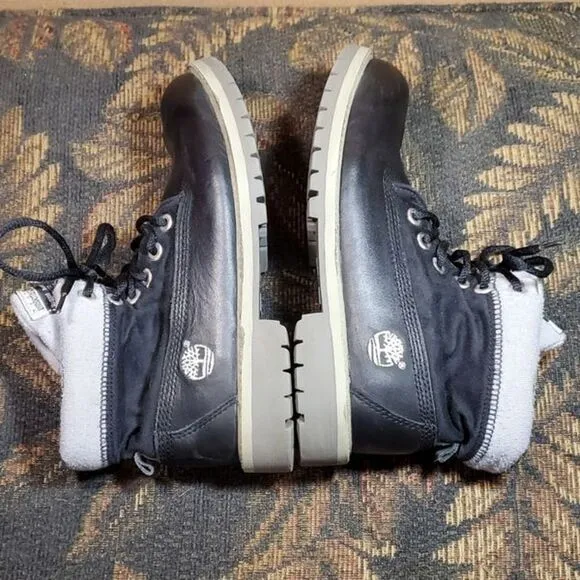 Timberland Roll Top Boys Shoes Boots Thermal Black Winter Size 2.5