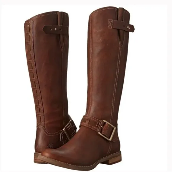 Timberland Tobacco Brown Leather Savin Hill Adjustable Shaft Riding Boots