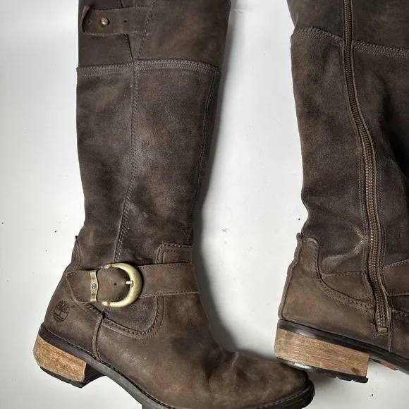 Timberland Womens 7.5 Earthkeepers Bethel Boots Brown Nubuck Leather Tall 23699