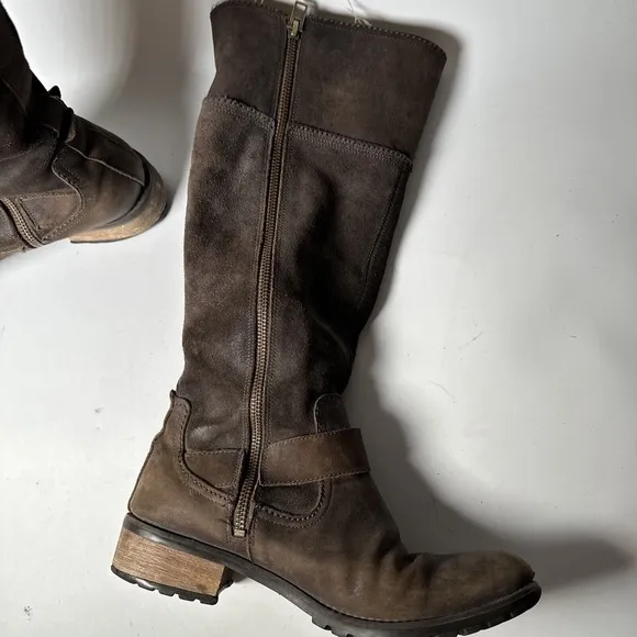 Timberland Womens 7.5 Earthkeepers Bethel Boots Brown Nubuck Leather Tall 23699