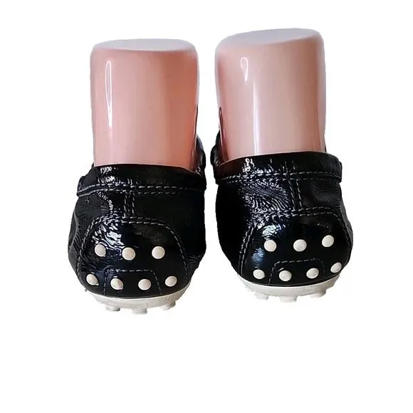 Tod's Italy Open Toe Driving Ballet Flats Patent Leather Women Sz 36 US 6