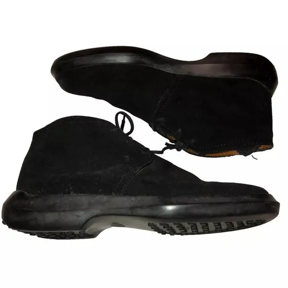Tod's Suede Ankle Boot Driving Shoes Sz 8.5 Black Made in Italy Functional Sole
