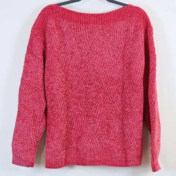 Tommy Bahama Island Luna Chenille Shell Stitch Boat-Neck Sweater in Calypso Pink