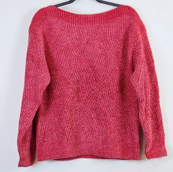 Tommy Bahama Island Luna Chenille Shell Stitch Boat-Neck Sweater in Calypso Pink