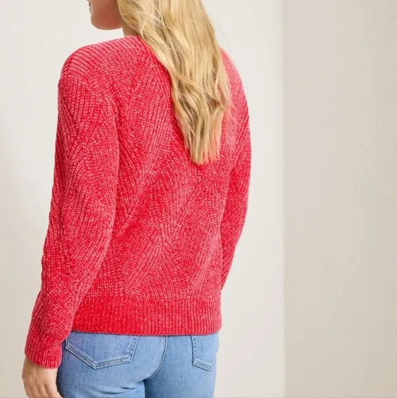 Tommy Bahama Island Luna Chenille Shell Stitch Boat-Neck Sweater in Calypso Pink