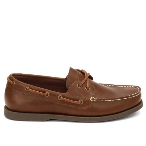 TOMMY HILFIGER Men's Cognac Leather Boat Shoes