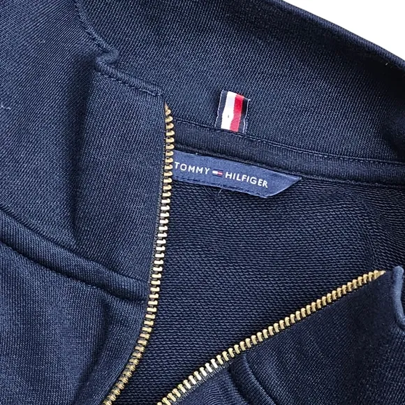 Tommy Hilfiger Women's Navy Relaxed Fit 1/4 Zip Sweatshirt Dress Size M