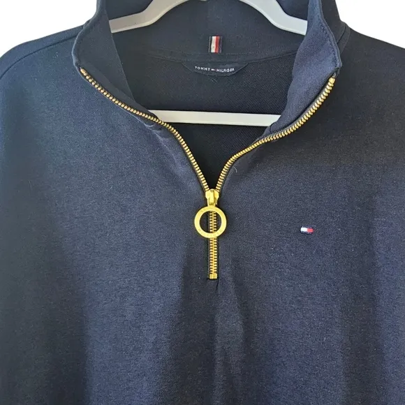Tommy Hilfiger Women's Navy Relaxed Fit 1/4 Zip Sweatshirt Dress Size M
