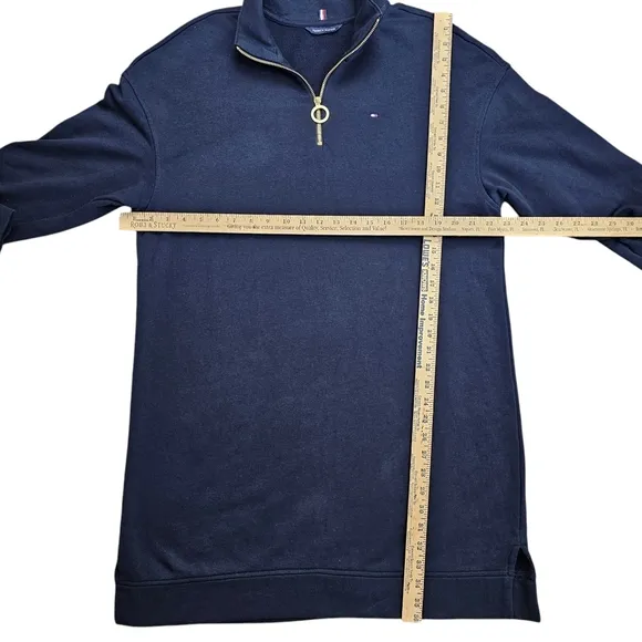 Tommy Hilfiger Women's Navy Relaxed Fit 1/4 Zip Sweatshirt Dress Size M
