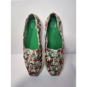Toms Classic Slip-On Shoes Kids Youth Size Y 5.5  Christmas Dogs Holiday…