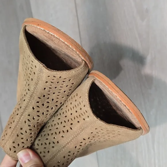 Toms Women Elba Seville Ankle Leather Ties Back open toe heels boots shoes 7