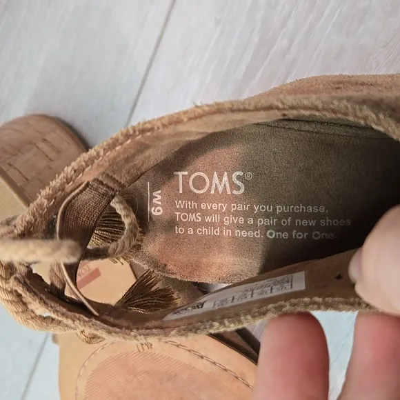 Toms Women Elba Seville Ankle Leather Ties Back open toe heels boots shoes 7