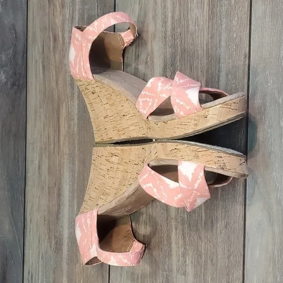 Toms Women Wedge Heels Open Toe Sandals Shoes sz 10