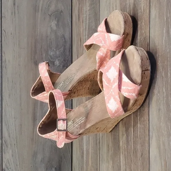 Toms Women Wedge Heels Open Toe Sandals Shoes sz 10