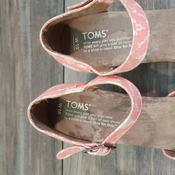 Toms Women Wedge Heels Open Toe Sandals Shoes sz 10