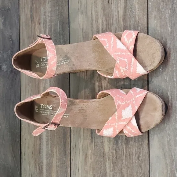 Toms Women Wedge Heels Open Toe Sandals Shoes sz 10