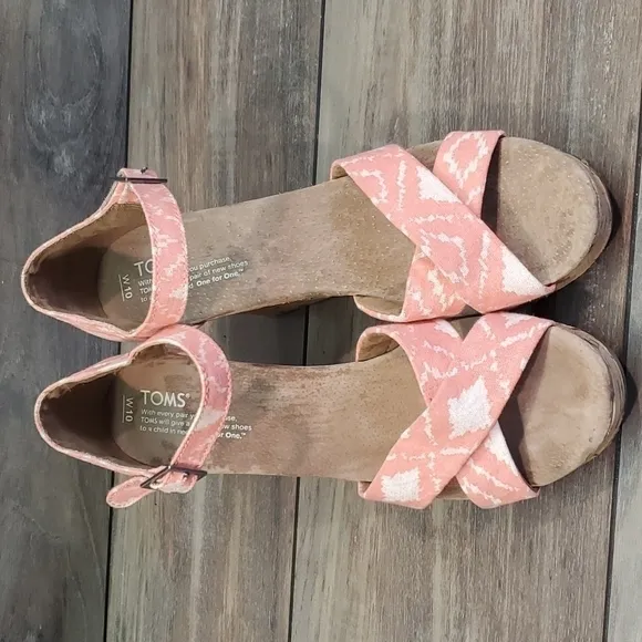 Toms Women Wedge Heels Open Toe Sandals Shoes sz 10