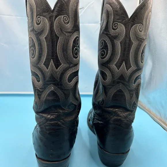 Tony Lama men 8 vintage exotic quill cowboy boots, USA