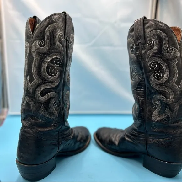 Tony Lama men 8 vintage exotic quill cowboy boots, USA